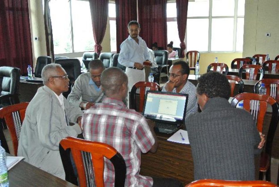 pGroup discussion Workshop attendees discuss how to use study findings for integrated community case management and integrated management of neonatal and childhood illnesses These sessions were coordinated by Dr Hailu Tesfaye from Save the Childrennbspp