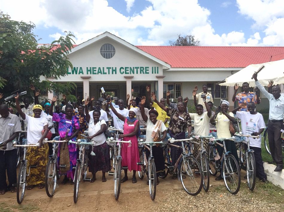 pVillage health team members from 43 communities receive a bicyclenbspp