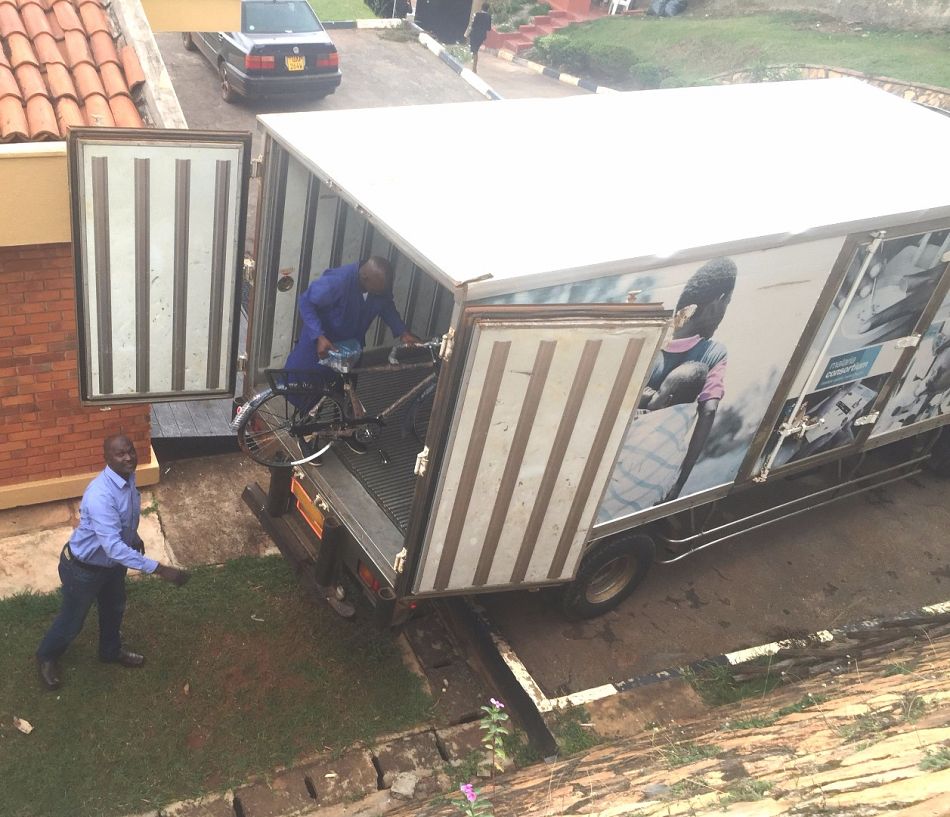 pOnce they are cleared the bicycles are transported to Tororo district in eastern Ugandap
