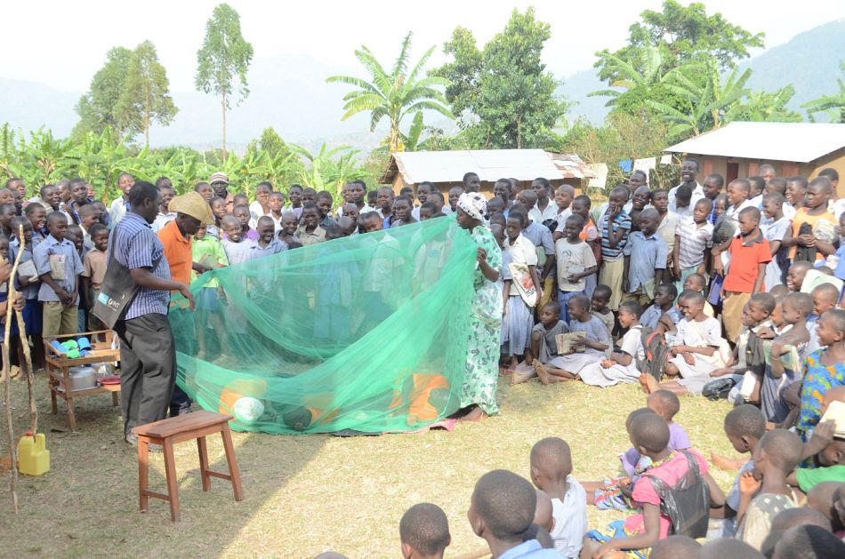 pOne of the core messages of the drama performances is conveying the importance of sleeping under mosquito nets Here the actors show how a net should be hungnbspp