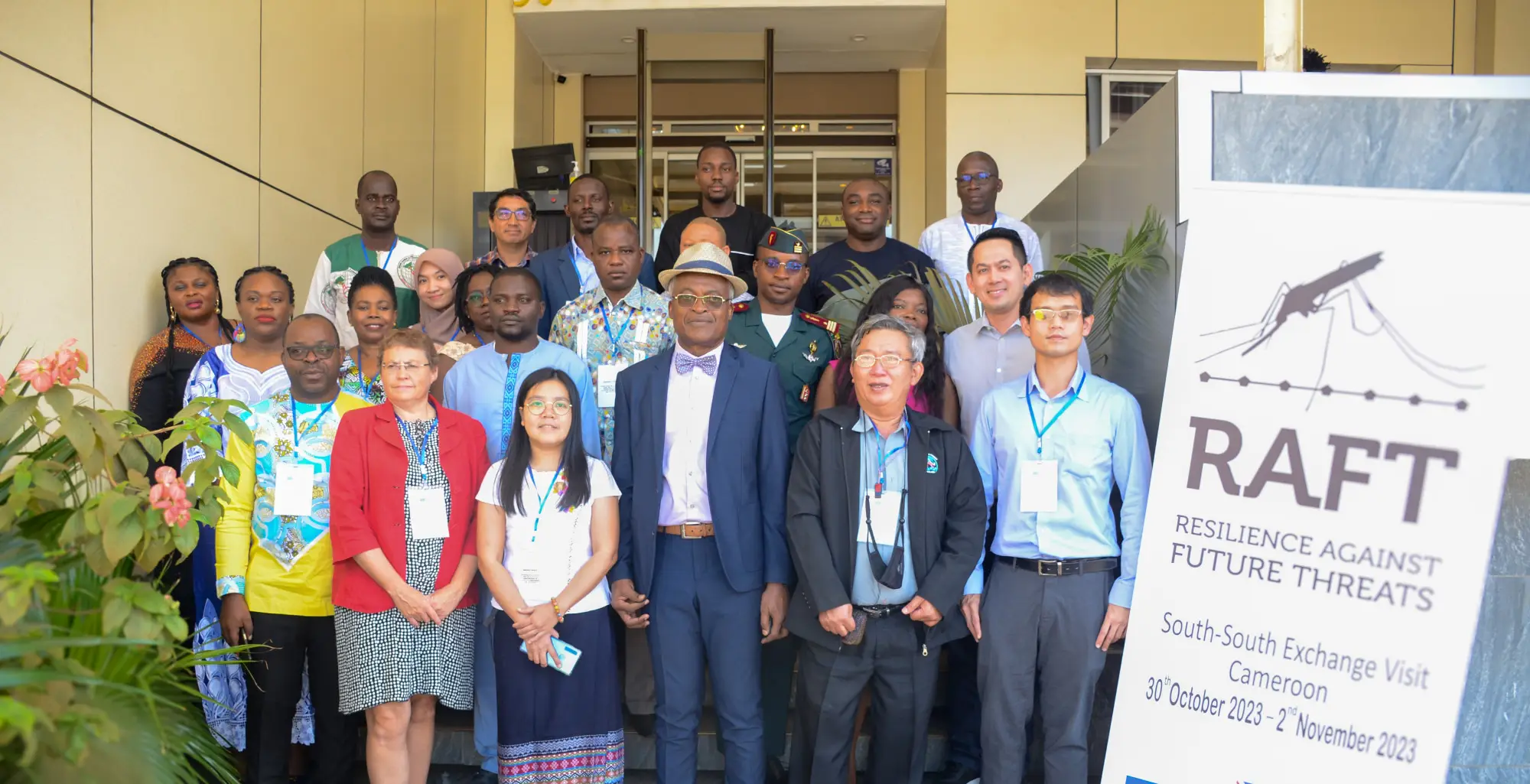Participants attending the second RAFT arbovirus learning exchange pose for a photo in Cameroon, October 2023