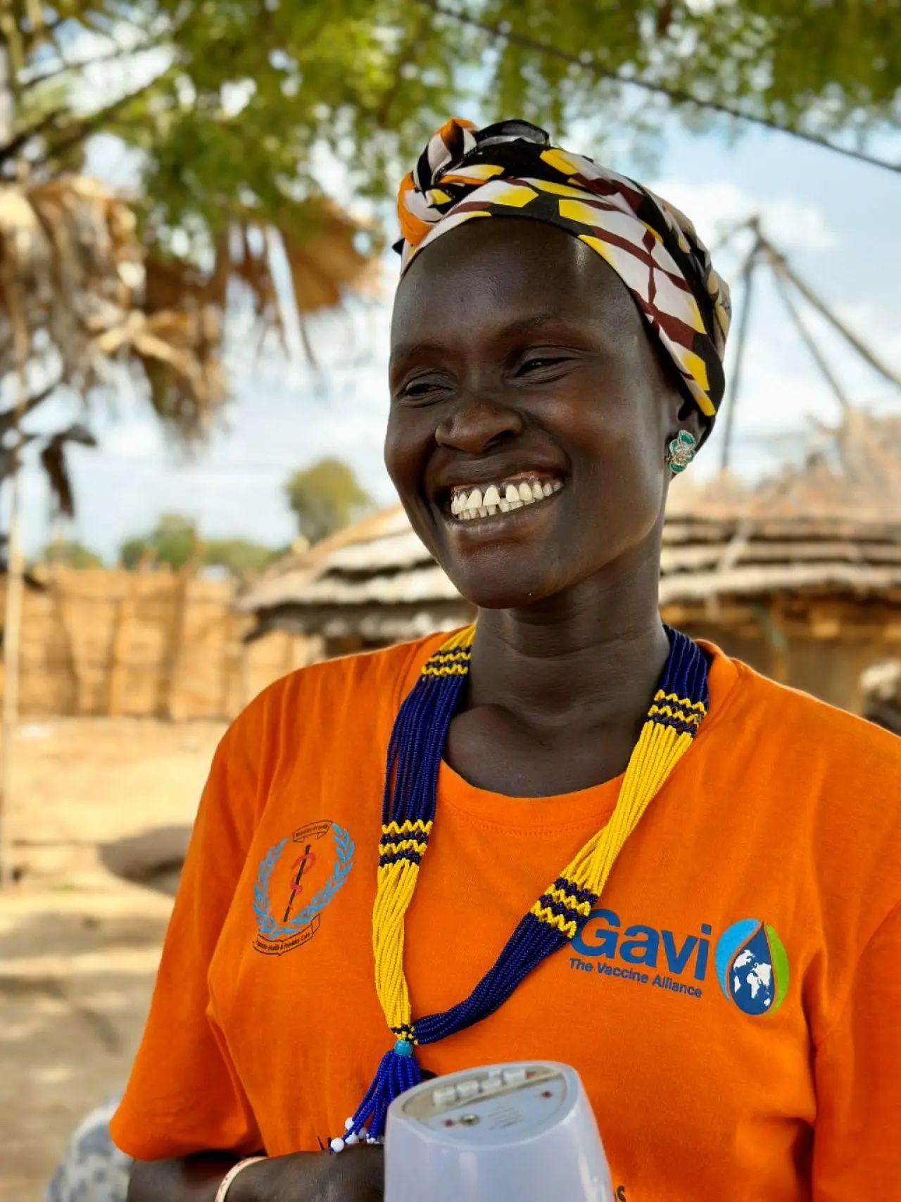 A boma health worker conducts community sensitisation and mobilisation on malaria in Panthow village, Aweil South, Northern Bahr el Ghazal state, South Sudan