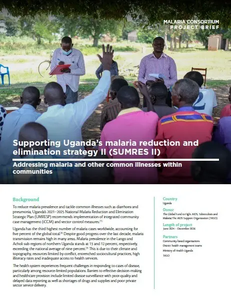 Thumbnail - project brief - Supporting Uganda's malaria reduction and elimination strategy II (SUMRES II)
