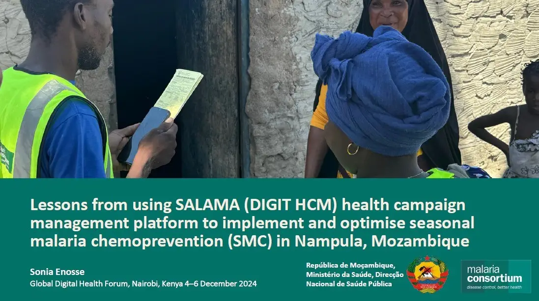 Thumbnail - Conference presentation - Lessons from using SALAMA health campaign management platform to implement and optimise SMC in Mozambique