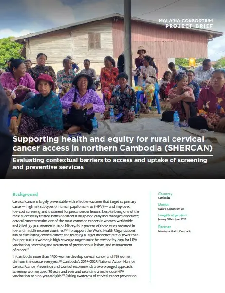 Thumbnail - project brief - Supporting health and equity for rural cervical cancer access in northern Cambodia (SHERCAN)
