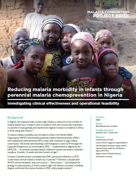 Thumbnail - project brief - Reducing malaria morbidity in infants through perennial malaria chemoprevention in Nigeria