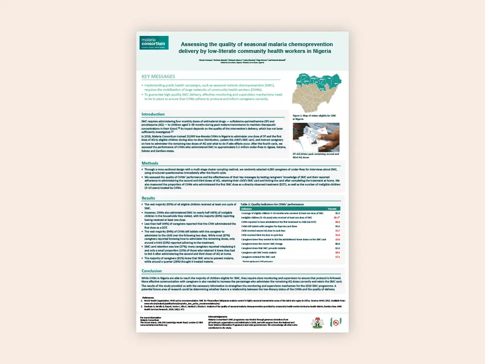 202004280207posterthumbnails astmhpostersolaassessingthequalityofseasonalmalariachemopreventiondeliverybylowliteratecommunityhealthworker
