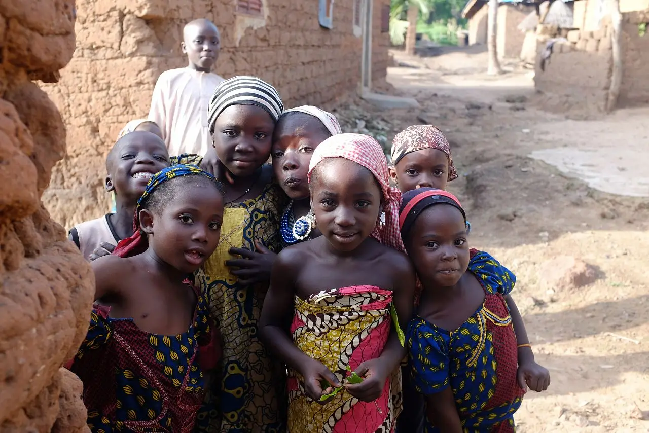 Children gather for a photograph in Edati LGA, Niger state, Nigeria