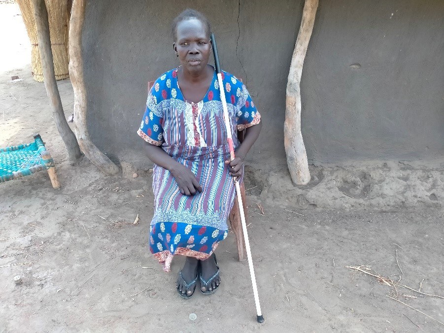 Alet Wel Chiec with her walking aid