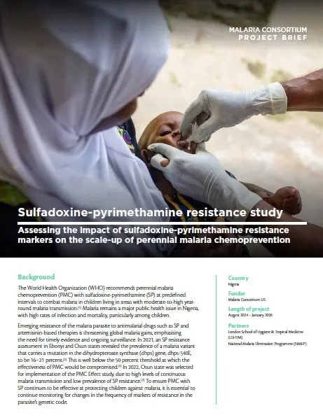 Thumbnail - project brief - Sulfadoxine-pyrimethamine resistance study