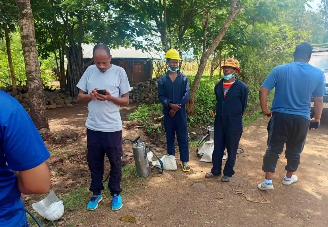 A group of surveillance workers