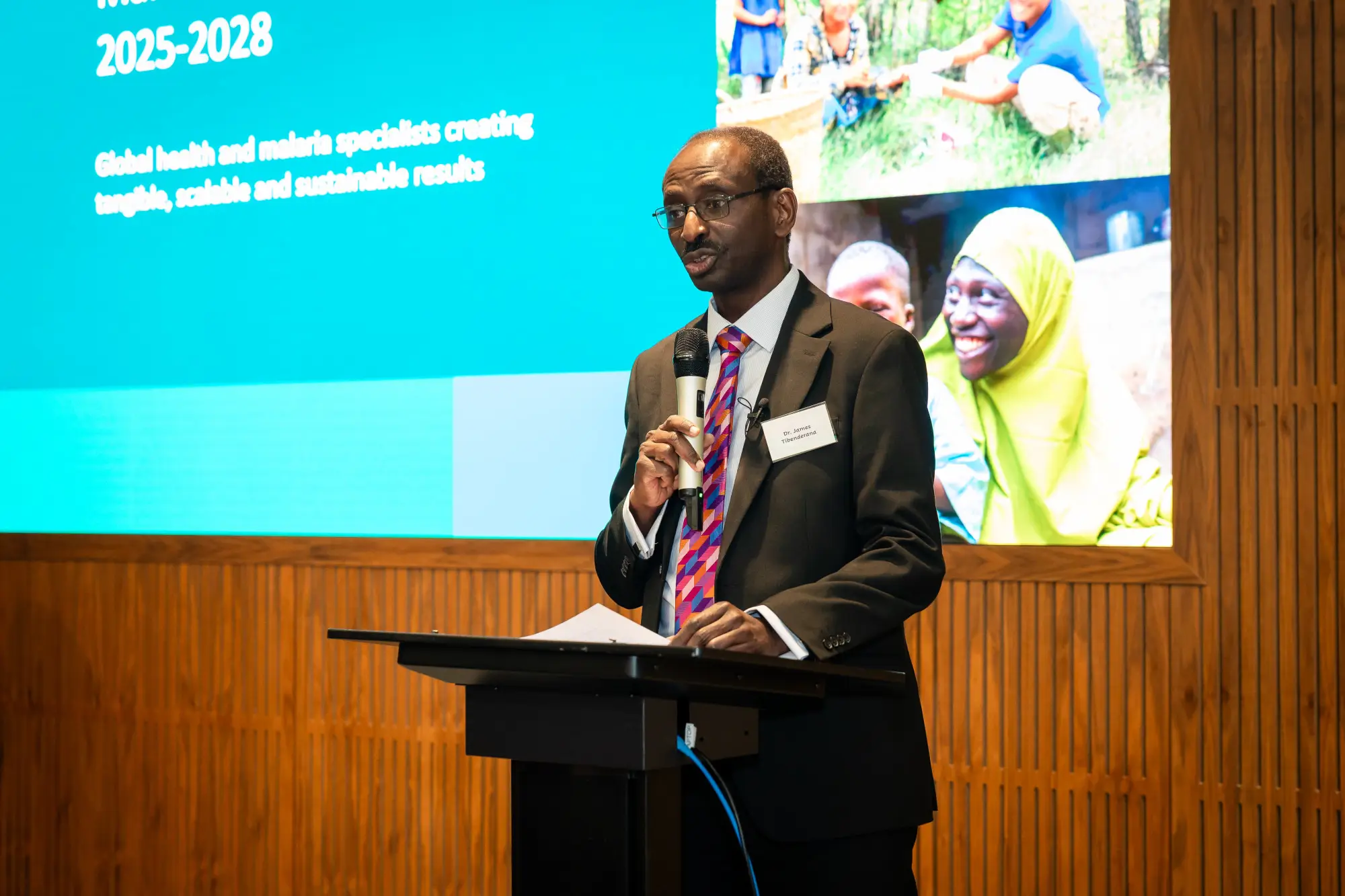 James Tibenderana addressing an audience