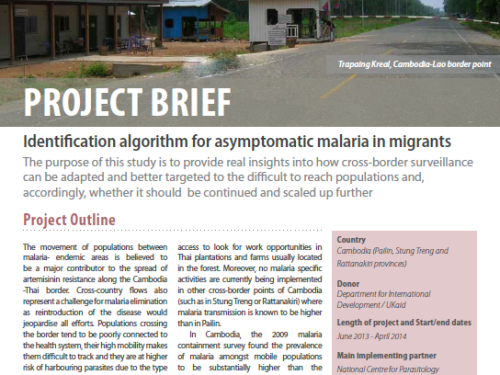 Cambodia: Identification algorithm for asymptomatic malaria in migrants