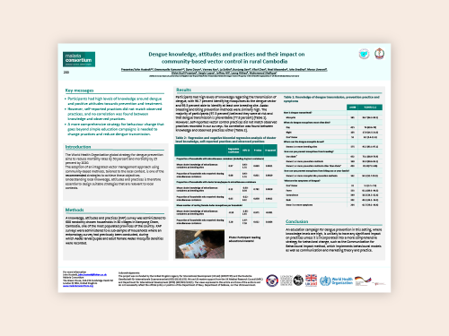 Photo for: Dengue knowledge, attitudes and practices and their impact on community-based vector control in rural Cambodia