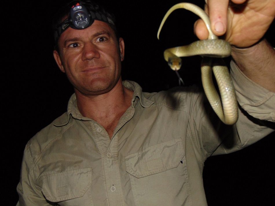 pSteve Backshall finds a snake in the Iyolwa clinic before refurbishment beganppCopyright Will BoaseComic Reliefp