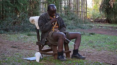 A man sits collecting mosquitos using a method known as ‘human landing collection’. This is part of the entomological surveys that Beyond Garki conducts, collecting mosquitoes for analysis using techniques such as spraying, light traps, window traps and ‘human landing’ collection. For more information visit http://www.malariaconsortium.org/beyondgarki  
