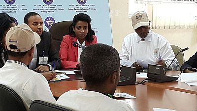 Press conference in Ethiopia, Addis. While representing malaria community partners Agonafer Tekalegne, Malaria Consortium Ethiopia Country Director (seated right) said “I am proud of the malaria community partners and the Federal Ministry of Health as they achieved a significant reduction in malaria morbidity and mortality in Ethiopia. However, this success can't make us doze off as we need to work hard in doubling our efforts to sustain the gained advantage and succeed in malaria elimination."