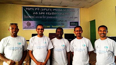 Staff members of Malaria Consortium Ethiopia celebrating World Pneumonia Day
