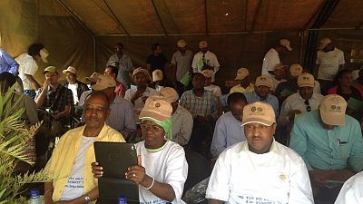 Malaria Consortium Ethiopia partners (WHO, UNICEF, FMOH and Zonal health) gather during a site visit for World Malaria day 2015.