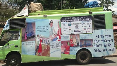 Mobile van in Ethiopia used for social mobilisation in 20 towns during 22 days preceding World Malaria Day 2015, reaching 5000 people per session on average.