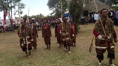 One of the opening ceremony activities for Wold Malaria Day 2015 in Ethiopia included traditional dancing of the southern region.