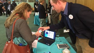 For the World Malaria Day ‘Beating Malaria’ parliamentary event in the UK, Malaria Consortium staff gave demonstrations to attendees of mobile phone technology developed by our inSCALE project that helps community health workers in Africa diagnose malaria and other illnesses.  
